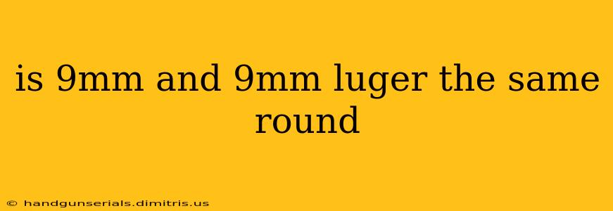 is 9mm and 9mm luger the same round