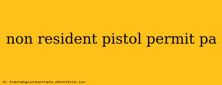 non resident pistol permit pa